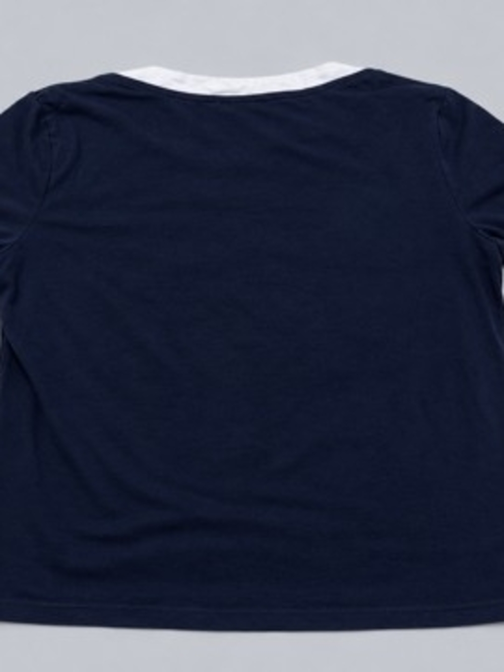 Tommy Hilfiger Womens Navy Short Sleeve Tee with White Trim and Shoulder Buttons - Picture 2 of 5